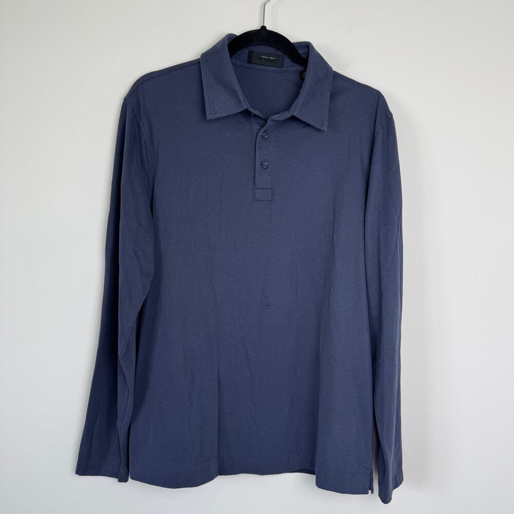 G/Fore Men's Navy Blue Long Sleeve Polo Shirt Size Medium
